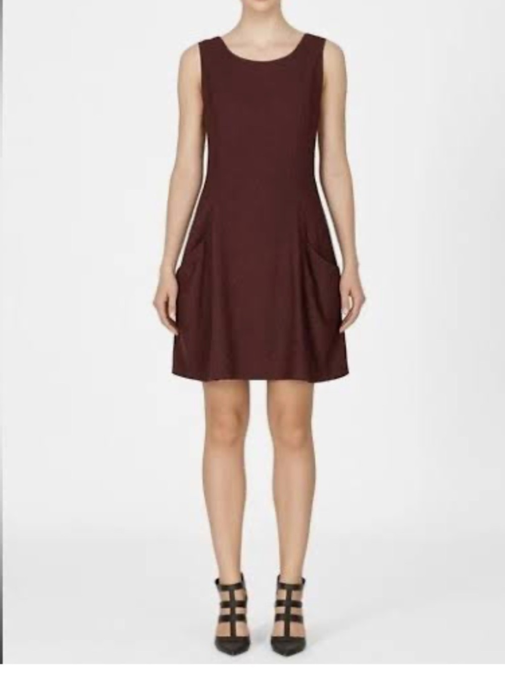 Theyskens Theory Linen Blend Brown Sleeveless Short Dress Size 4
